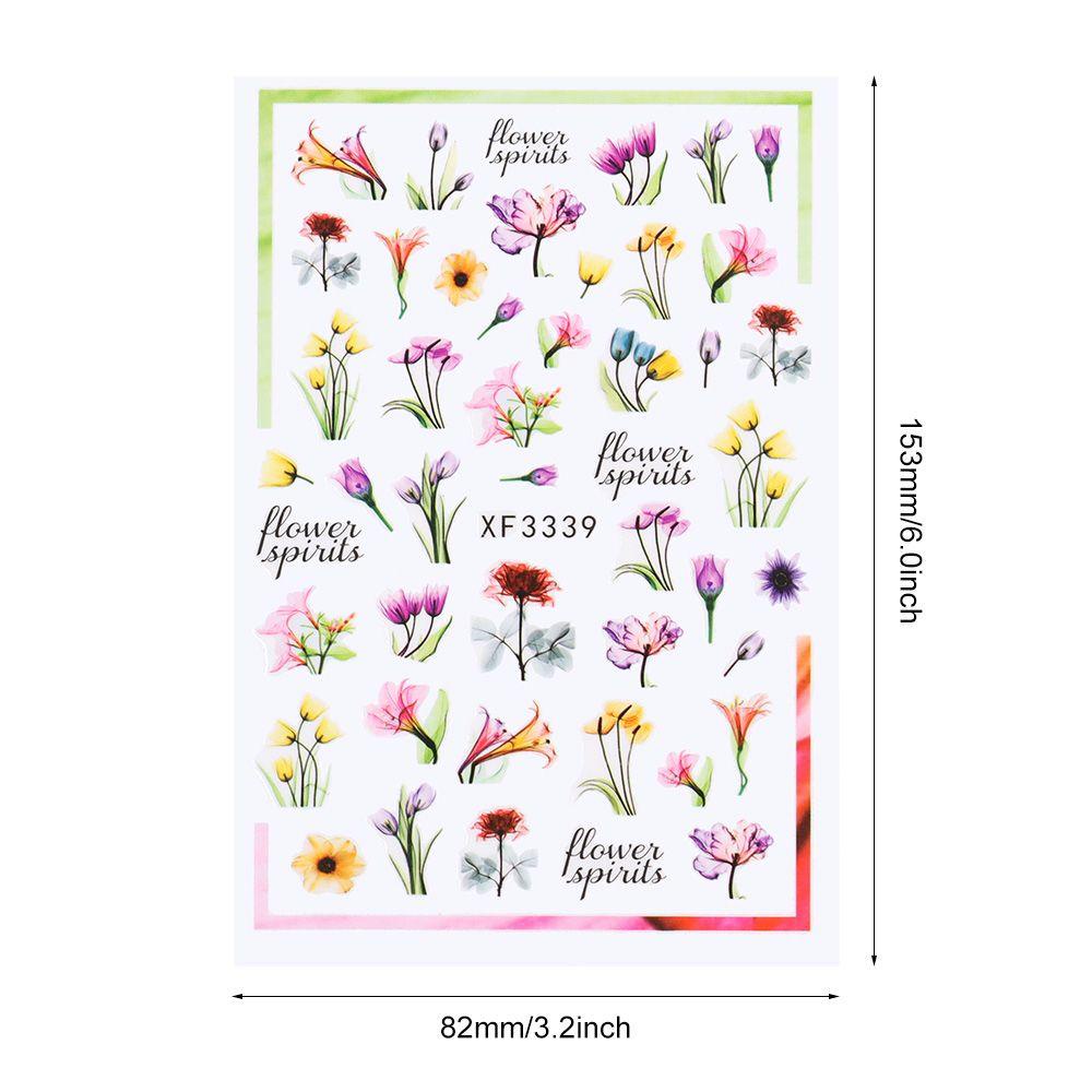 ME Adhesive Shining Decals Manicure 3D Stickers Nail Sticker Rose Flowers Leaves Valentine Gift Waterproof Nail Art Decoration