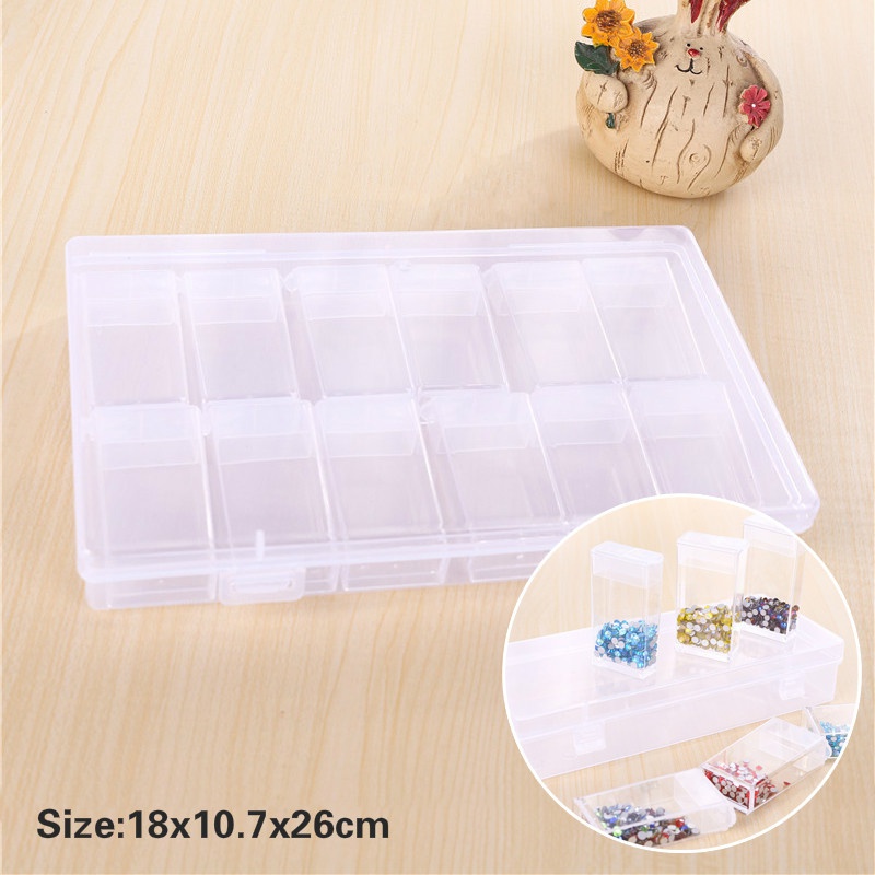 Hộp Thủy Tinh Trong Suốt 12 Ngăn Đựng Hạt / Gạo Tiện Dụng