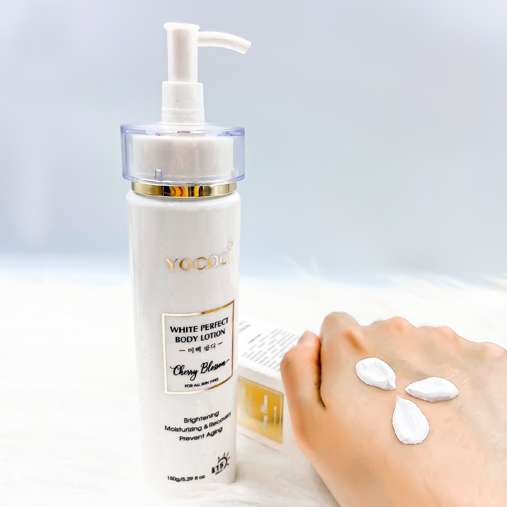 Bộ 3 sản phẩm Yococi Perfect gồm 1 serum dưỡng trắng da 20ml, 1 kem dưỡng trắng body 150g &amp; 1 nước tẩy trang 150ml
