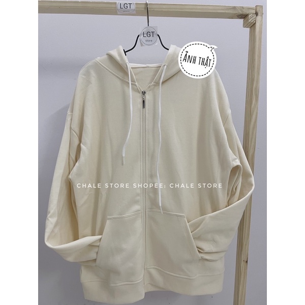 Áo Khoác Hoodie Zip Cotton Trơn - Chất Nỉ Cotton Không Trần Bông Mùa Hè