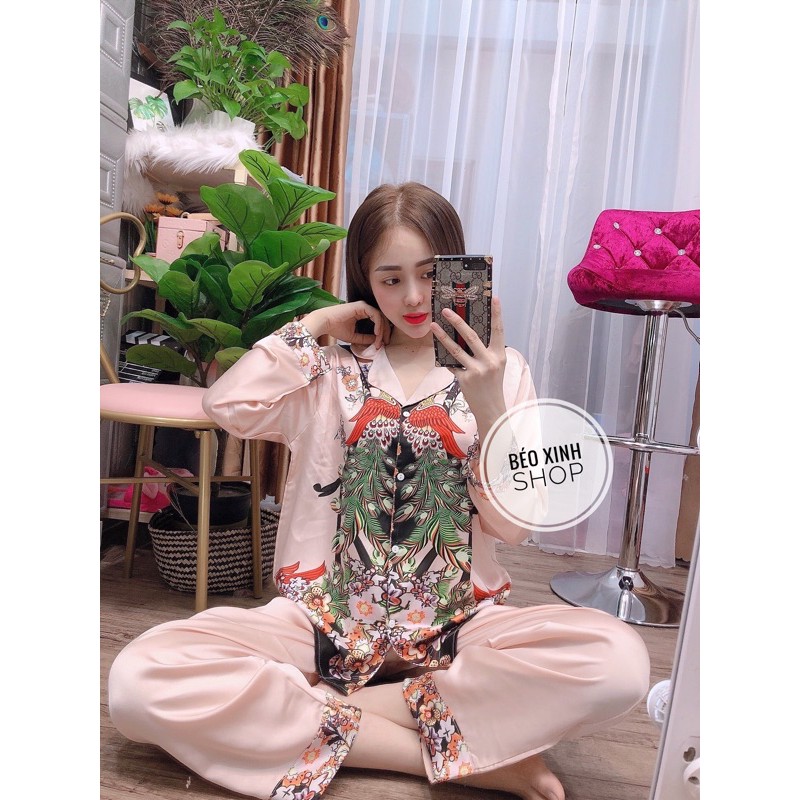 Đồ Ngủ 55-100kg in 3D Bigsize Cao Cấp Kiểu Dáng Đẹp Vải Satin Lạnh Mặc Cực Thích