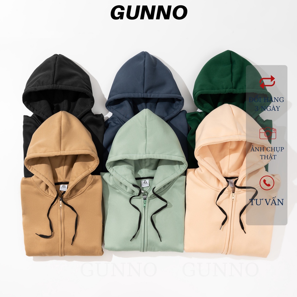 Áo khoác Hoodie Zip Form rộng GUNNO chất nỉ bông siêu đẹp