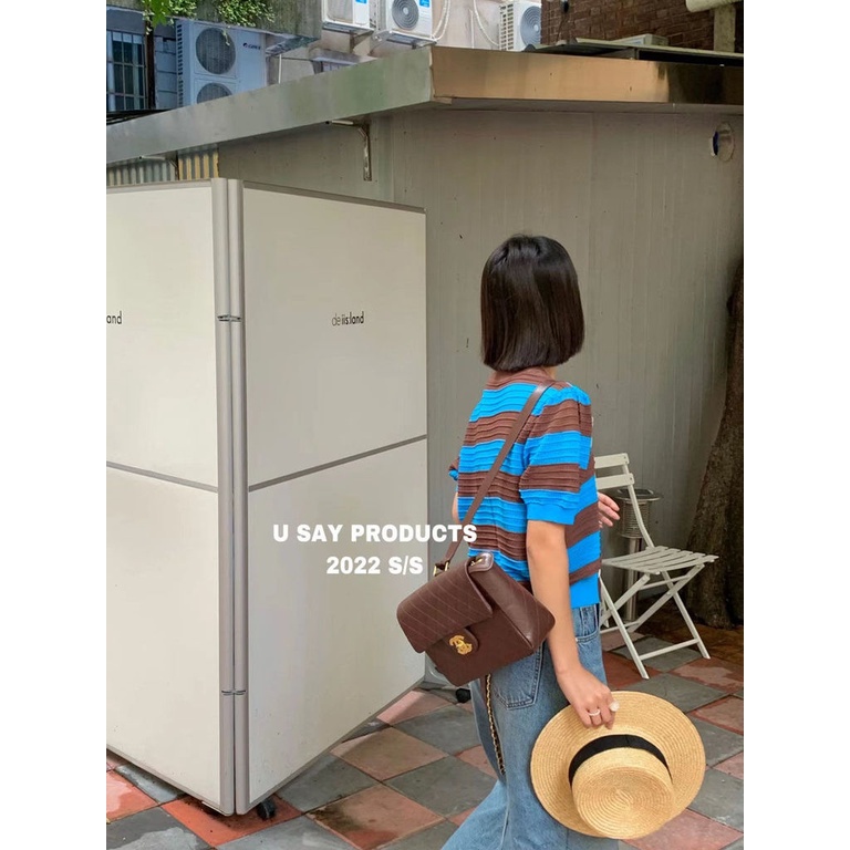 Áo Cardigan Ngắn Tay Họa Tiết Kẻ Sọc Thời Trang Mùa Hè Cho Nữ