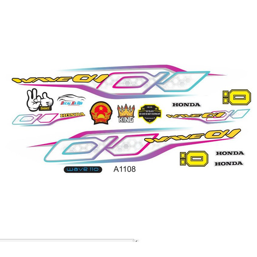 Tem xe máy WAVE ALPHA 110 ( Đời 2017 - 2021 ) Nhiều lựa chọn màu sắc - Tem chế 3 lớp cao cấp