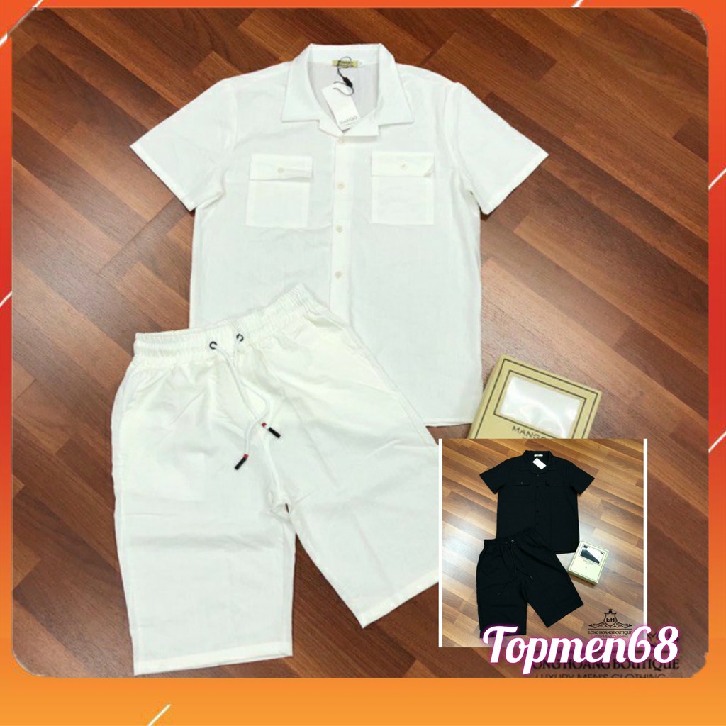 Bộ đũi nam đồ bộ nam cộc tay mặc hè cổ tàu cổ bẻ thời trang topmen68 | BigBuy360 - bigbuy360.vn