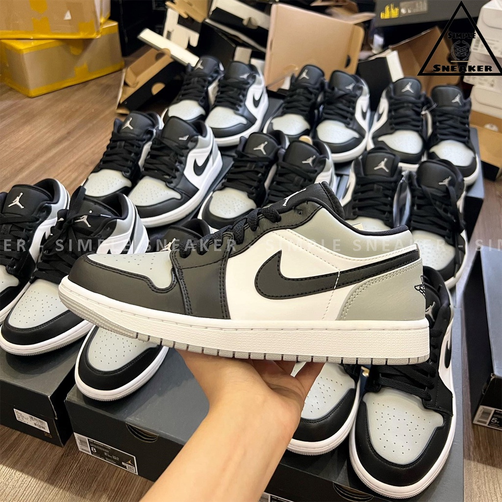 Giày Nike Jordan 1 Low Smoke Grey V4 Chính Hãng 💙SIMPLE SNEAKER💙 Air Jordan 1 Shadow Toe Màu Xám Đen