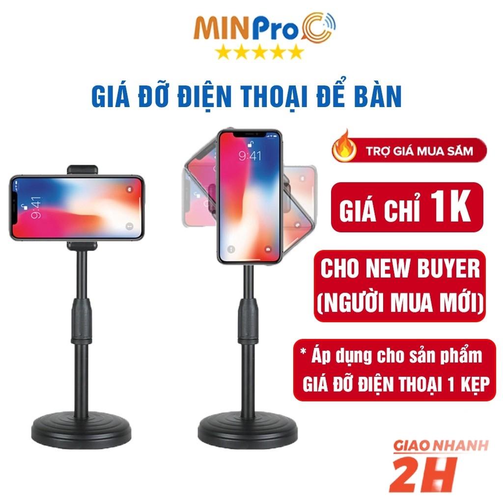 Giá đỡ điện thoại để bàn kẹp chống lưng 360, đế chân tròn, livestream cho iPhone Samsung Xiaomi Tablet - MINPRO