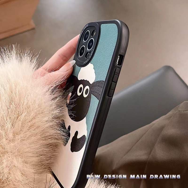 Ốp điện thoại da mềm họa tiết cừu hoạt hình bảo vệ ống kính camera cho IPHONE 13 12 11 PRO MAX X XS MAX XR 7 8 PLUS