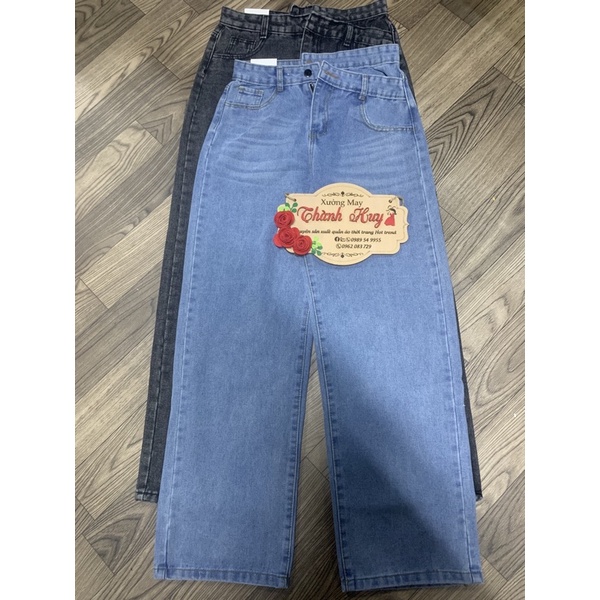 Quần bò nữ ống suông dài rộng phong cách ulzang, quần jean nữ unisex- mã cạp chéo