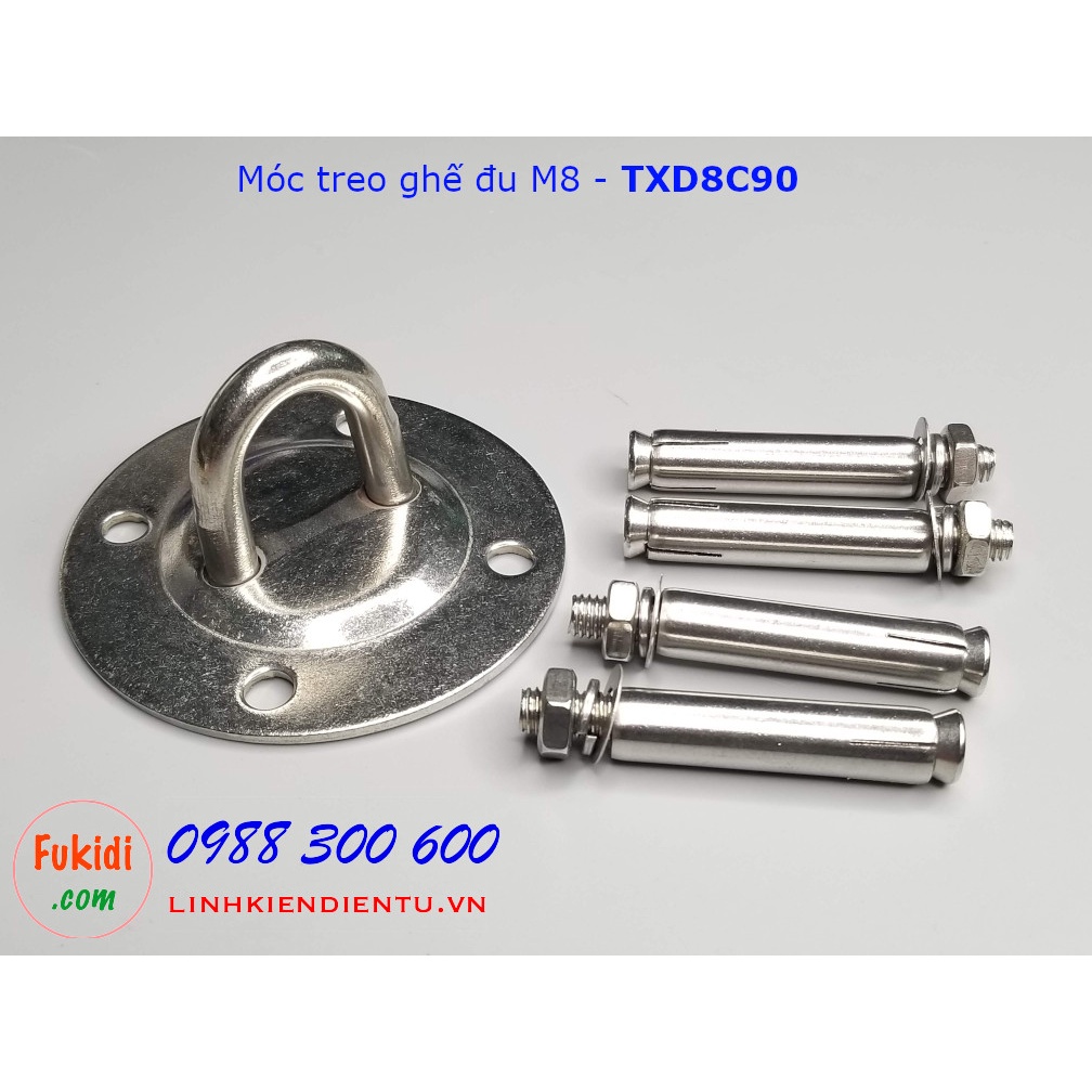 Móc treo xích đu, treo ghế đu, treo võng, M8 tải 450kg inox 304 - TXD8C90