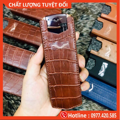 Bao da Vertu Singature S đứng không nắp da cá sấu⚡
