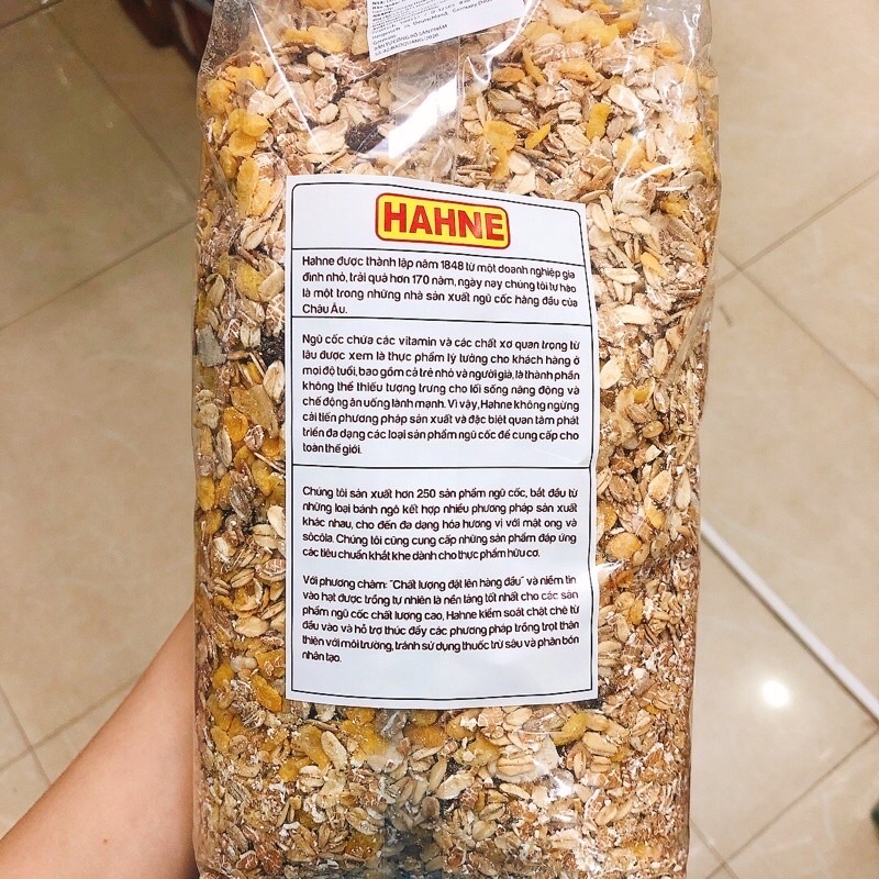 Ngũ cốc yến mạch Hahne, Muesli 1kg các loại của Đức