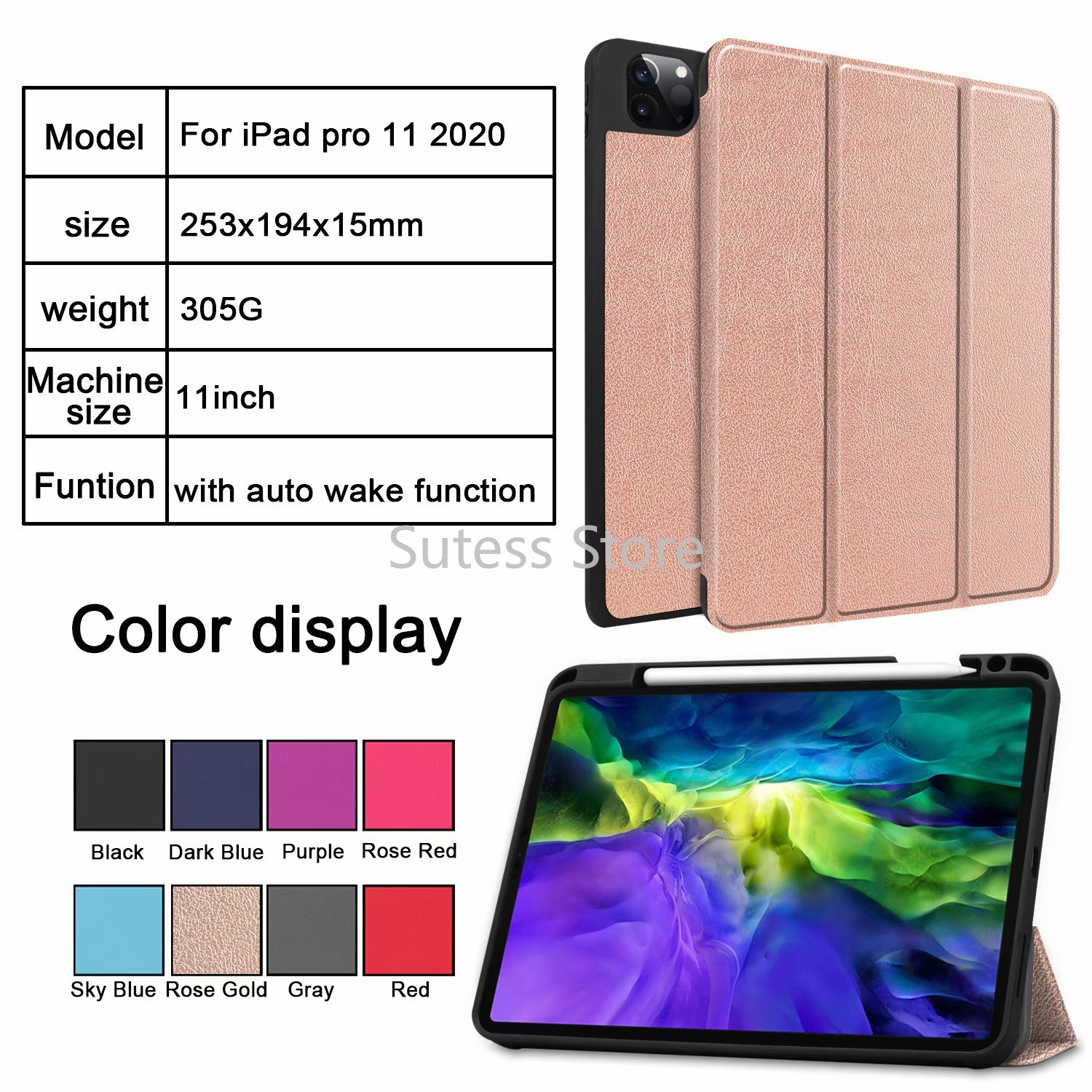 Apple 2020 2018 Ipad Pro 11 Inch With Pen-Slot T Bao Da Nắp Gập Từ Tính Thông Minh