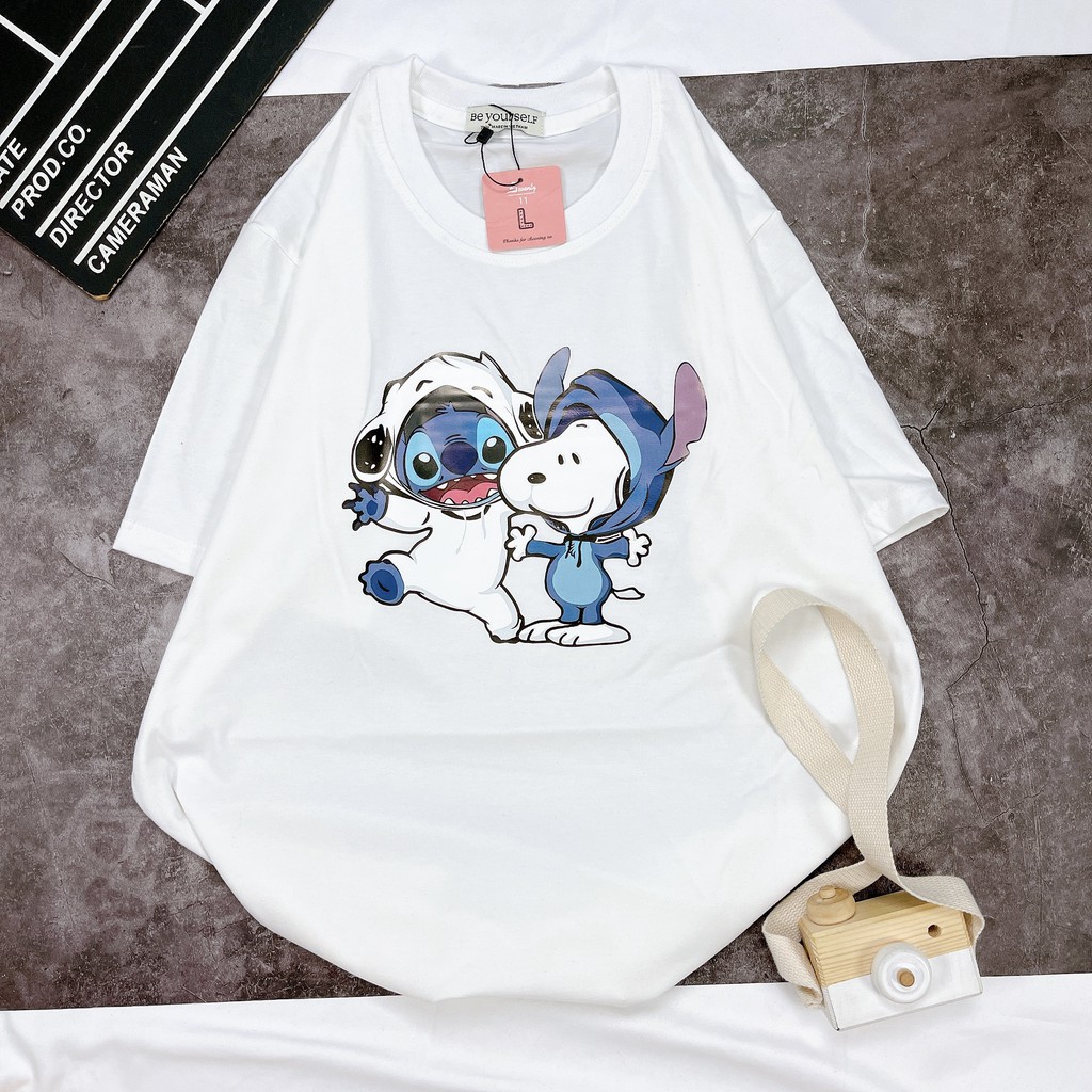 [HÌNH THẬT TỰ CHỤP] - Áo thun tay ngắn Be Yourself unisex size M L XL - Stitch và Snoopy