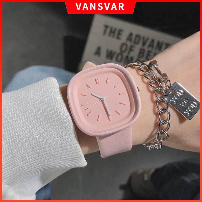 Đồng Hồ Đeo Tay Máy Quartz Mặt Vuông Dây Da Thời Trang Cho Nữ