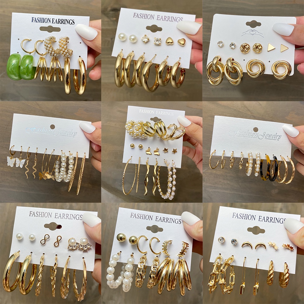 Bộ bông tai đính ngọc phong cách Hàn Quốc cho nữ (có bán lẻ)