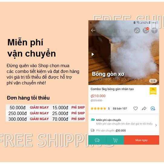 Combo 3kg bông gòn nhân tạo (45k/kg) | BigBuy360 - bigbuy360.vn