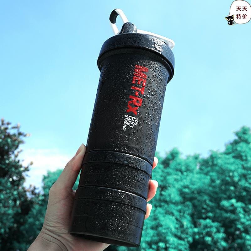 Bình lắc Shaker GYM 3 Ngăn,2 ngăn Tiện Dụng 500ml. Có con lắc lò so.