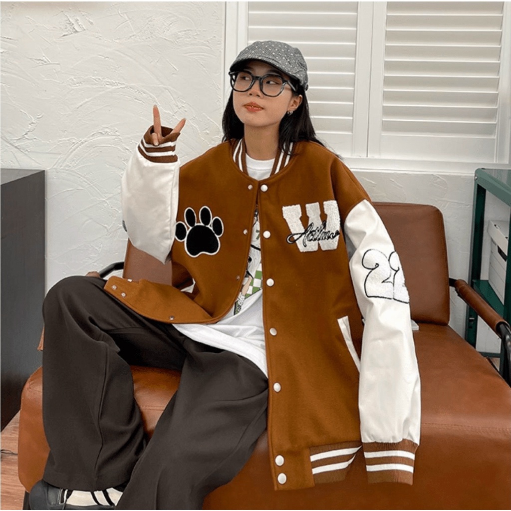 Áo Khoác Bomber Nữ Form Rộng Logo In W Chất Nỉ Mềm Dày Mịn Mặc Đẹp Che Nắng Cực Tốt Thời Trang Mới NEW UNISEX