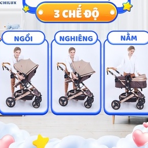 Xe đẩy nôi đa năng cho bé Chilux V1.6, nhiều chế độ tiện dụng, sang trọng cho bé