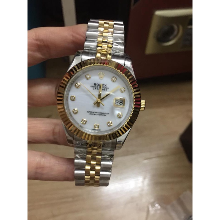 Đồng hồ Nam Rolex máy nhật vỏ vàng mặt khảm trai số đá dòng cơ Automatic size 38mm-41mm