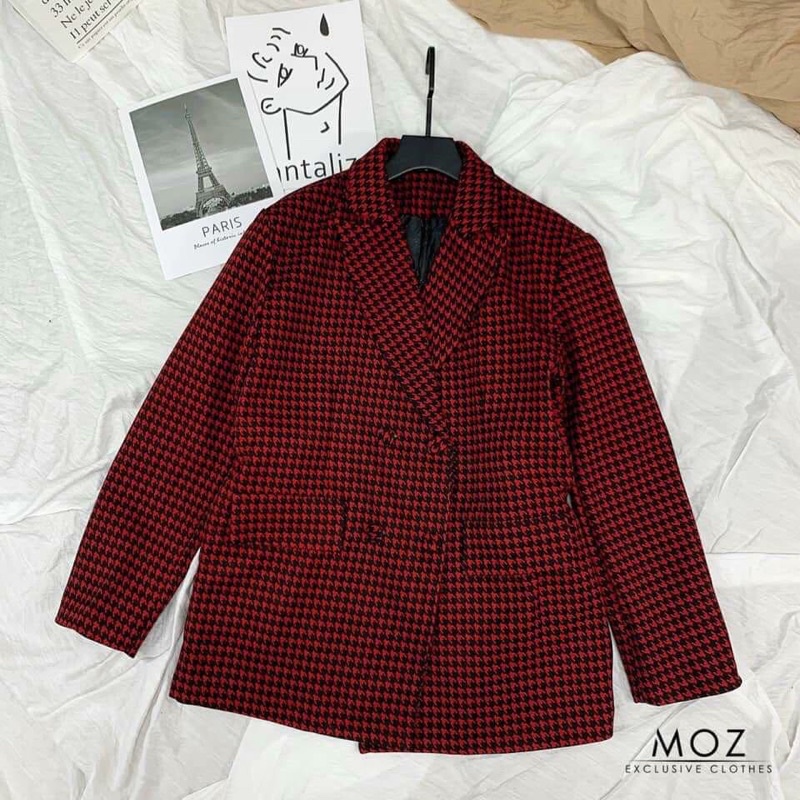 [FREESHIP - HÀNG LOẠI 1] ÁO DẠ ĐỎ ZIC ZAC CỔ VEST 2 LỚP HOT HIT