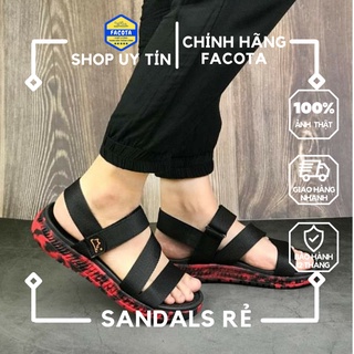Facota | giày sandal nam, nữ đen camo đỏ đi học, đi chơi ha13