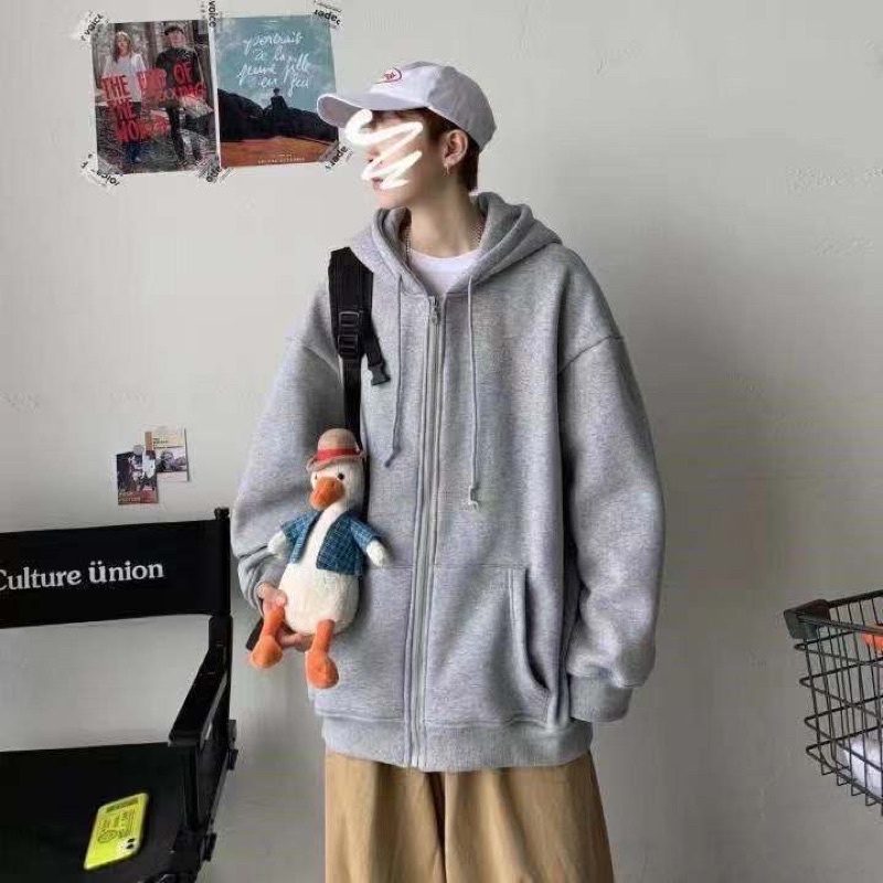 Áo khoác nỉ nam nữ unisex , Áo hoodie zip trơn basic phom rộng có mũ dày dặn , phong cách hàn quốc ulzzang | BigBuy360 - bigbuy360.vn