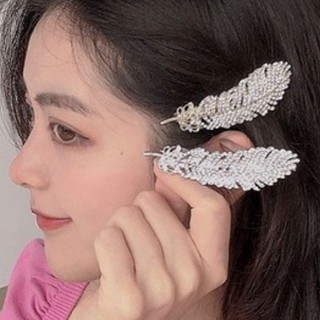 Kẹp Tóc Đính Đá Lấp Lánh Hình Lông Vũ