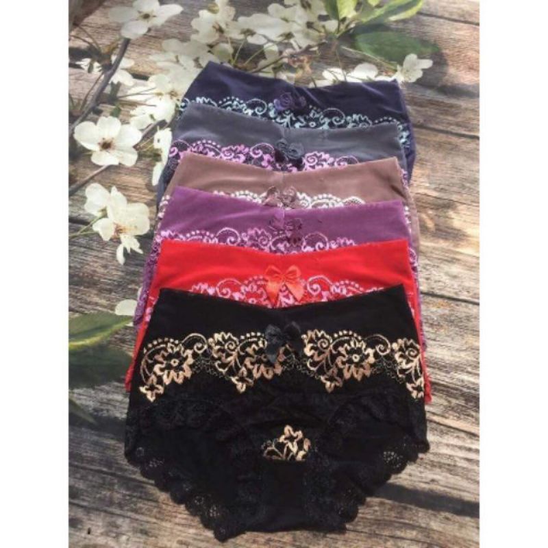 Set 5 quần lót cotton phối ren hoa hồng mềm mại 53 - 60kg