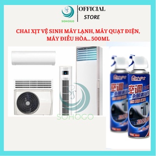 Chai xịt vệ sinh máy lạnh/ máy điều hòa, máy quạt điện và các loại quạt thông gió 500ML, dung dịch vệ sinh máy lạnh