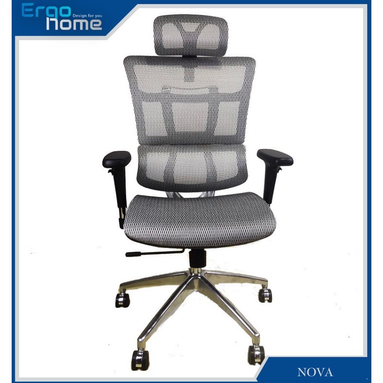 Ghế xoay làm việc văn phòng thiết kế công thái học ghế lưới Nova Ergonomic, bảo vệ cột sống piston 4 cấp
