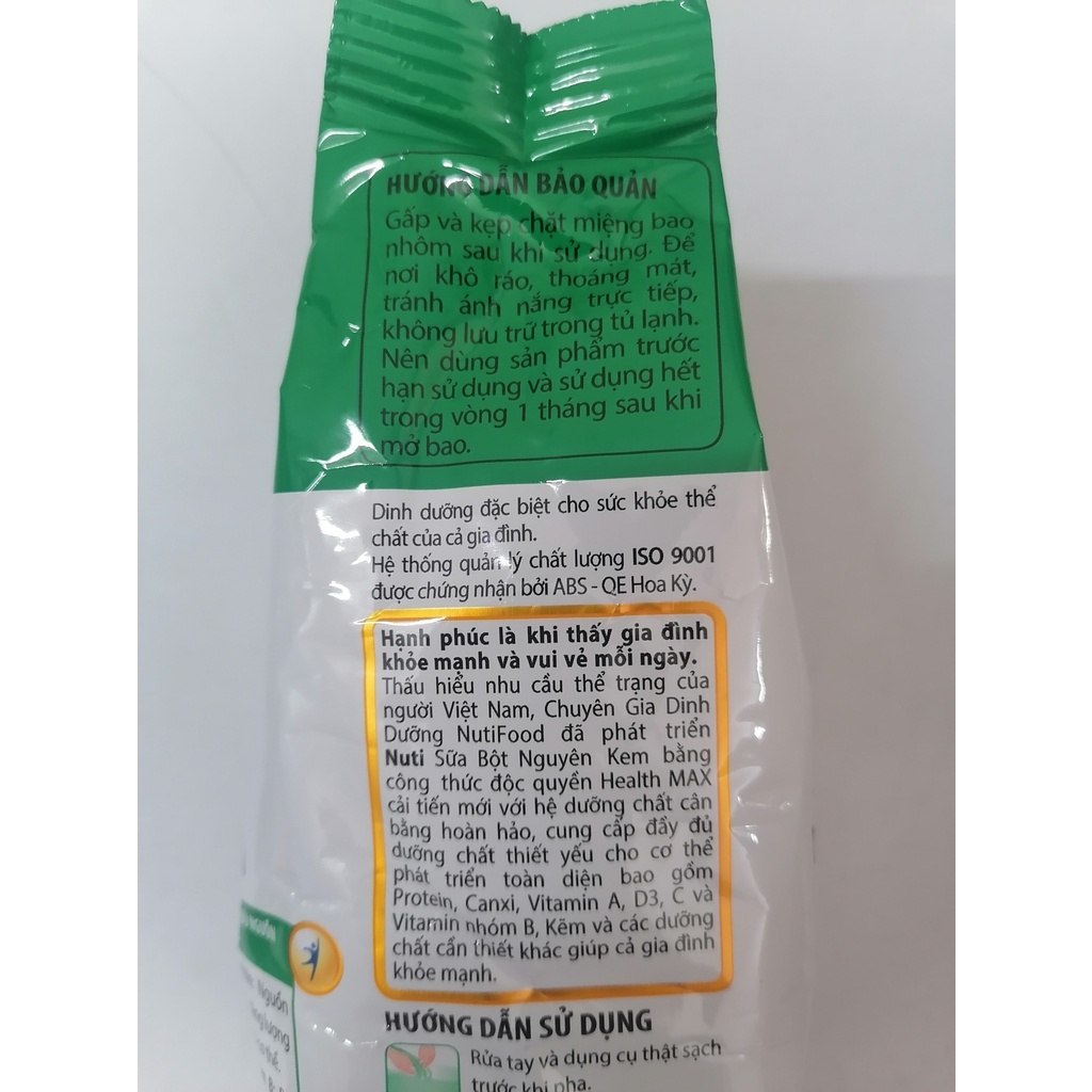 [TÚI 400g] SỮA BỘT NGUYÊN KEM Nuti [VN] NUTIFOOD Whole Milk Powder (alc-hk)