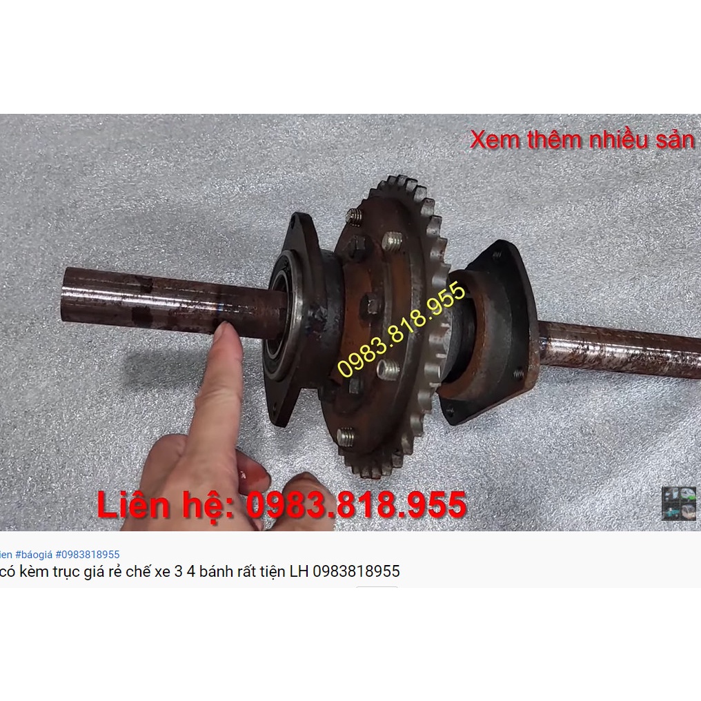 Visai xích - hộp số có vi sai chạy xích xe máy kèm trục láp 6 răng 15cm, 20cm