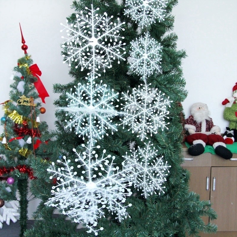 Set bông tuyết trắng trang trí noel kích thước 8cm 12cm 17cm 20cm 25cm 30cm