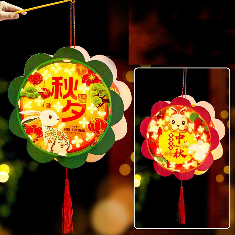 Lồng Đèn Giấy Họa Tiết Thỏ Hoạt Hình Trang Trí Lễ Hội Trung Thu