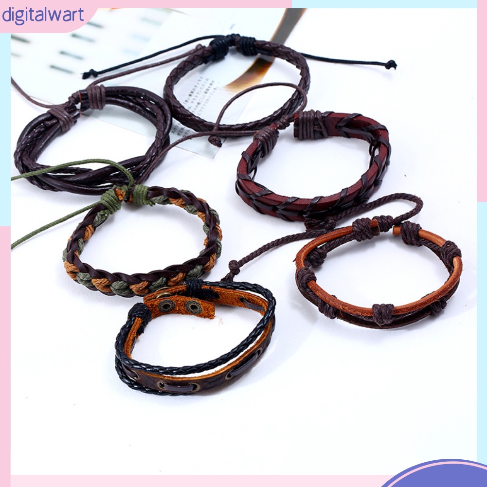 Set 6 dây đeo tay giả da thời trang cho nam