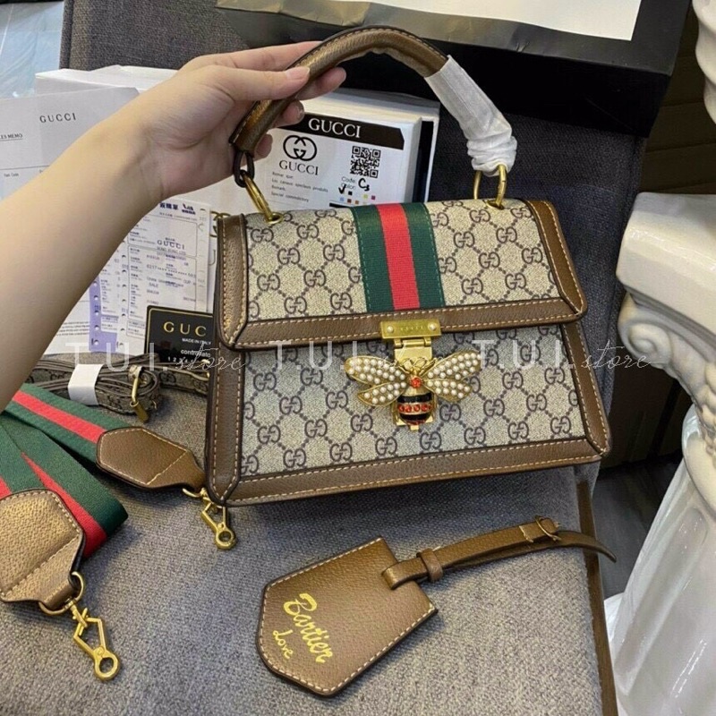 Túi xách nữ  𝑭𝑹𝑬𝑬𝑺𝑯𝑰𝑷  Túi đeo chéo Gucci sách tay có 2 ngăn đựng tiền,điện thoại (nữ tính,sang trọng) MST008