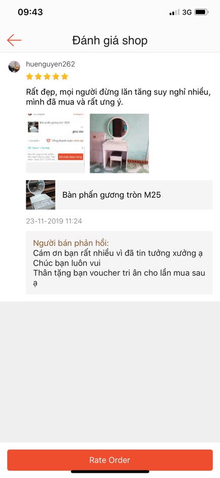 Bàn phấn gương tròn M25