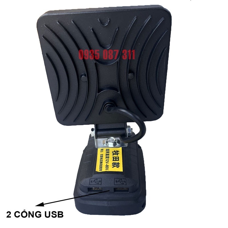 Đèn Pha Led 2 Cổng USB Xài Chân Pin Phổ Thông Makita Công Trình Phòng Làm Việc Lúc Cúp Điện ..Lion
