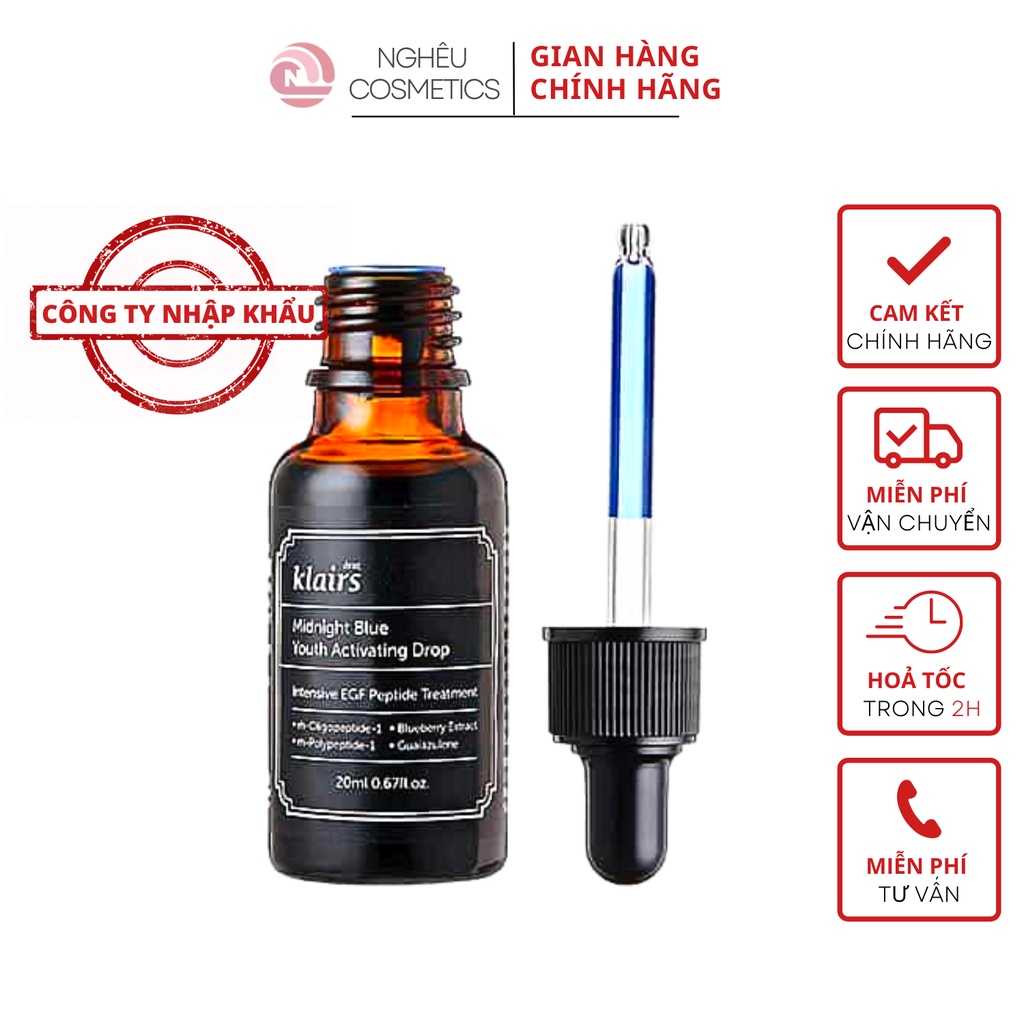 Serum Phục Hồi Làm Dịu Da Mụn Klairs Midnight Blue Youth Activating Drop 20ML Nhập Khẩu Chính Hãng