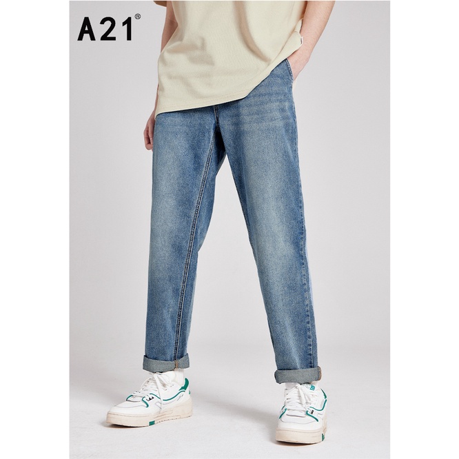 Quần jeans A21 ống suông thẳng lưng thấp thời trang mùa hè dành cho nam