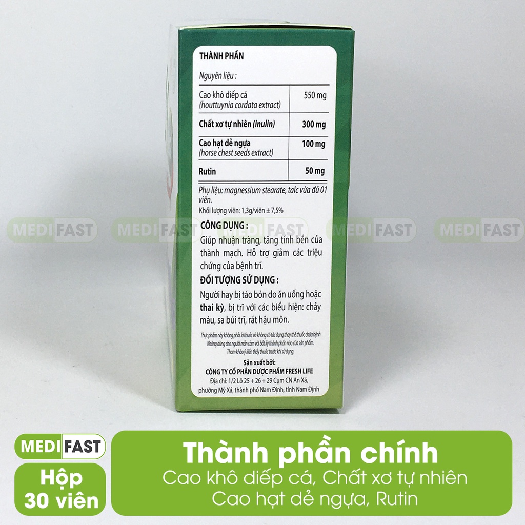 Viên uống Giấp Cá Plus - Bổ sung chất xơ, ngăn ngừa táo bón, trĩ - hộp 30 viên từ thảo dược