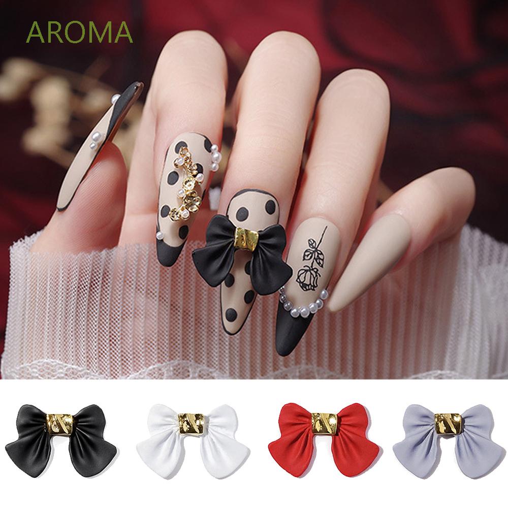 [Hàng mới về] 5 Phụ kiện trang trí móng tay hình nơ 3d sang trọng