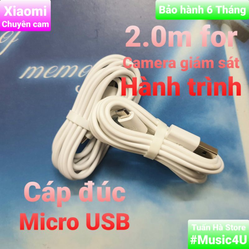 Cáp Micro USB chuyên Camera giám sát, hành trình ô tô, hãng YI, Xiaomi, 2.0m [Music4U]