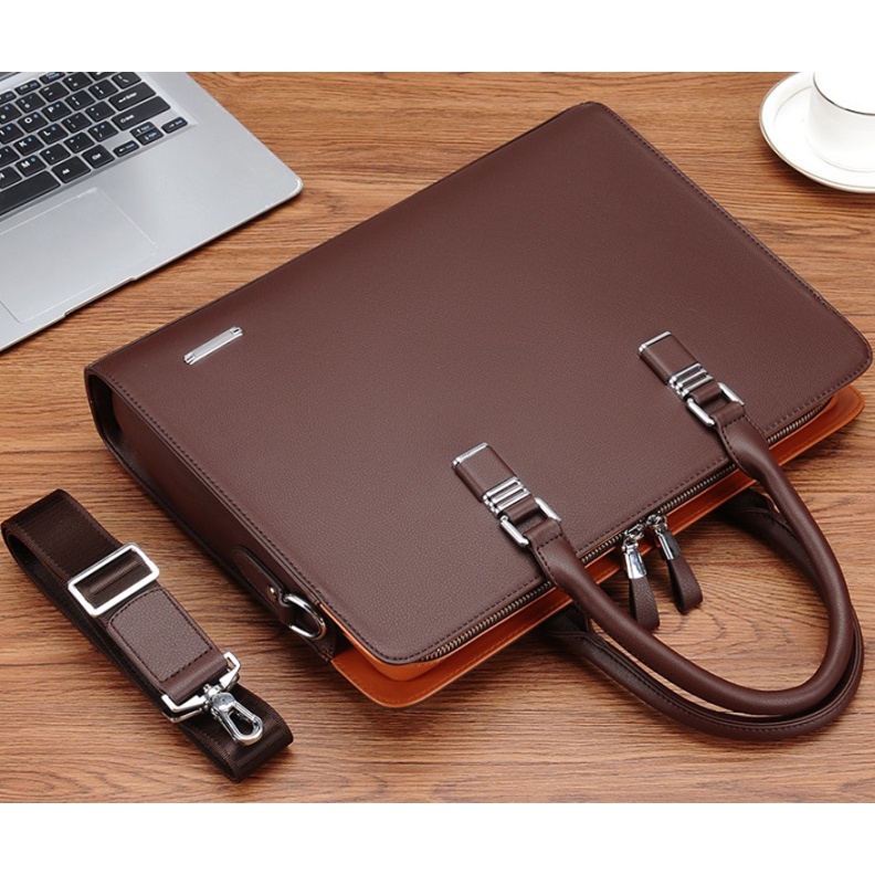 Cặp da công sở, Cặp văn phòng Cao Cấp Fsd.Wg-Chất liệu Da PU cực bền ,Chống nước, Cặp Đựng Laptop 14inh