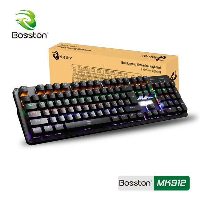 Bàn phím cơ chuyên game Bosston MK912 - thay đổi 9 chế độ đèn Led ( Hàng chính hãng )