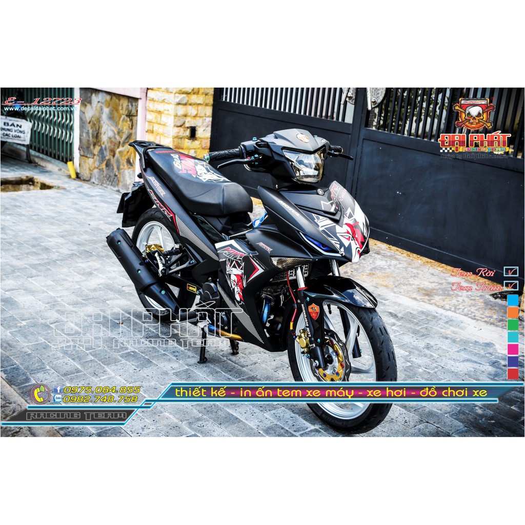 Tem Trùm Chế Exciter 150 King Drag Đen Xám Đỏ