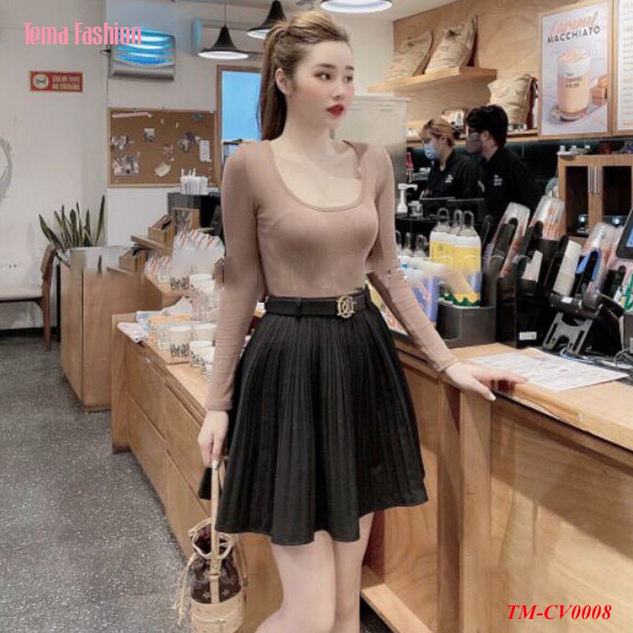 Chân váy xêp ly ngắn cạp chun TEMA dáng chữ A đai chun kèm tag | BigBuy360 - bigbuy360.vn