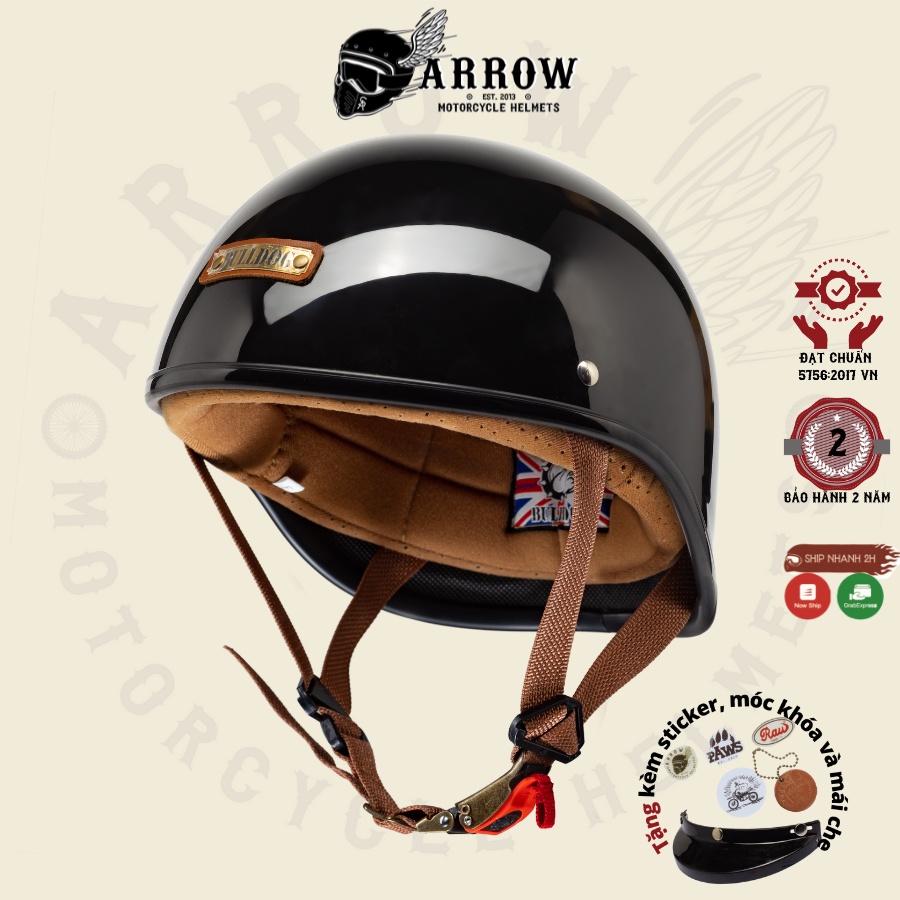 Mũ bảo hiểm nửa đầu Bulldog arrow shop Gangz nón bảo hiểm 1/2 đầu chất lượng cao